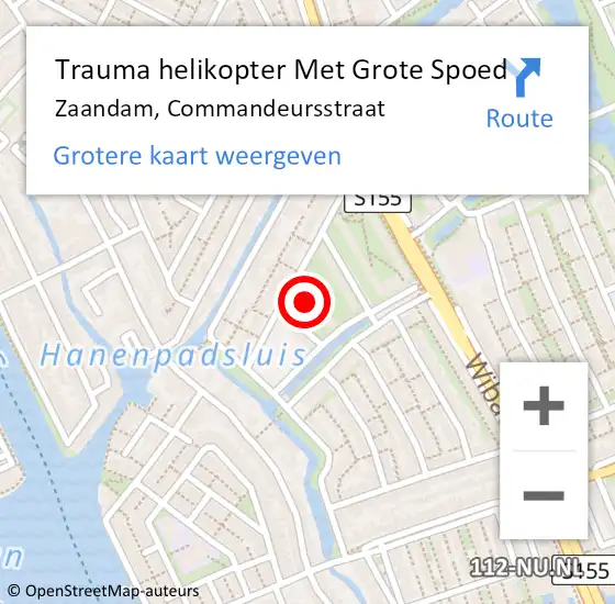 Locatie op kaart van de 112 melding: Trauma helikopter Met Grote Spoed Naar Zaandam, Commandeursstraat op 19 november 2021 13:40