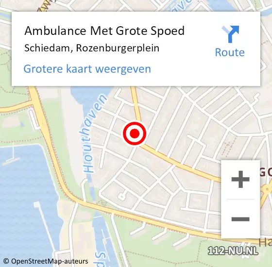 Locatie op kaart van de 112 melding: Ambulance Met Grote Spoed Naar Schiedam, Rozenburgerplein op 19 november 2021 13:49