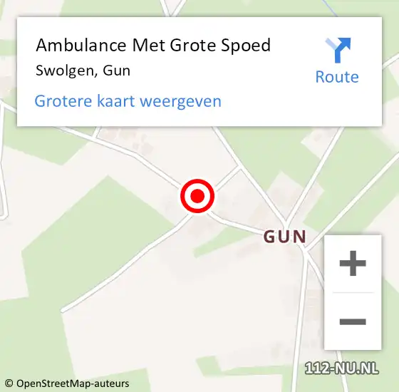 Locatie op kaart van de 112 melding: Ambulance Met Grote Spoed Naar Swolgen, Gun op 29 juni 2014 22:09