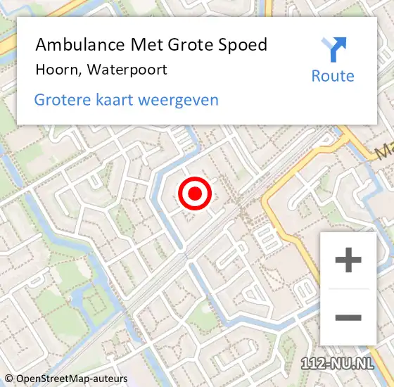 Locatie op kaart van de 112 melding: Ambulance Met Grote Spoed Naar Hoorn, Waterpoort op 19 november 2021 14:13