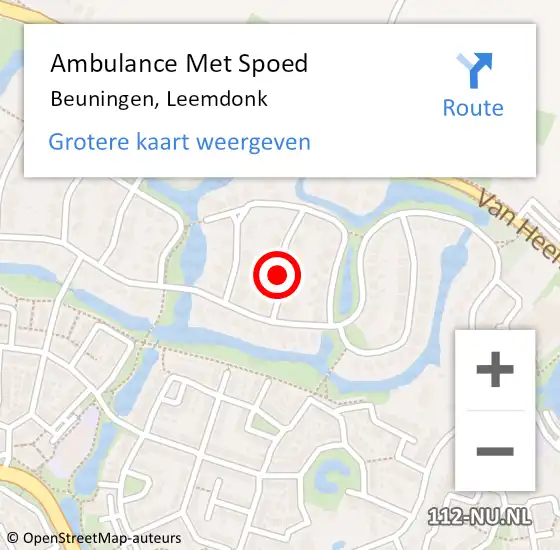 Locatie op kaart van de 112 melding: Ambulance Met Spoed Naar Beuningen, Leemdonk op 19 november 2021 14:16