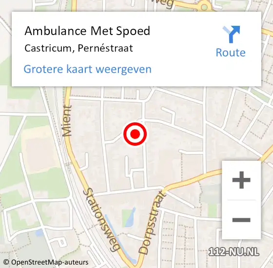 Locatie op kaart van de 112 melding: Ambulance Met Spoed Naar Castricum, Pernéstraat op 19 november 2021 14:37