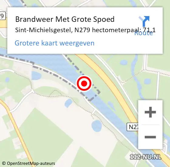 Locatie op kaart van de 112 melding: Brandweer Met Grote Spoed Naar Sint-Michielsgestel, N279 hectometerpaal: 71,1 op 19 november 2021 14:41