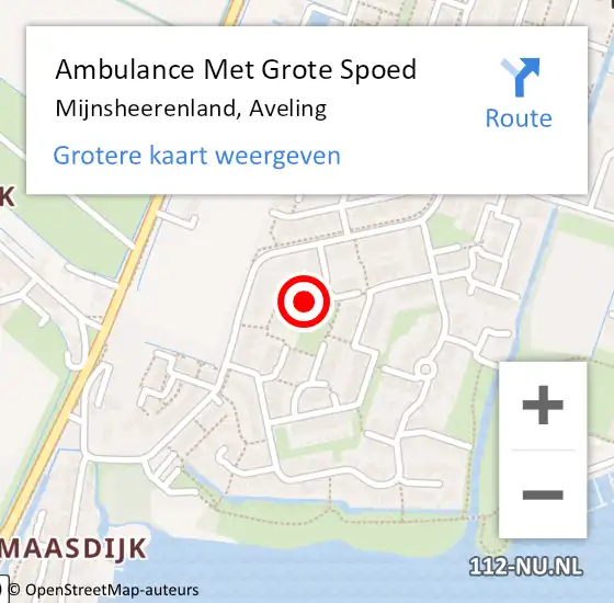 Locatie op kaart van de 112 melding: Ambulance Met Grote Spoed Naar Mijnsheerenland, Aveling op 19 november 2021 14:46