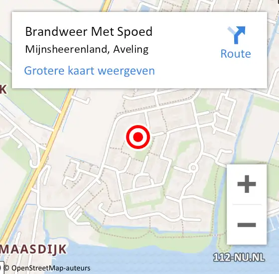 Locatie op kaart van de 112 melding: Brandweer Met Spoed Naar Mijnsheerenland, Aveling op 19 november 2021 15:00