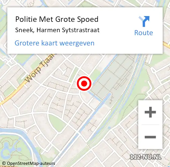 Locatie op kaart van de 112 melding: Politie Met Grote Spoed Naar Sneek, Harmen Sytstrastraat op 19 november 2021 15:39