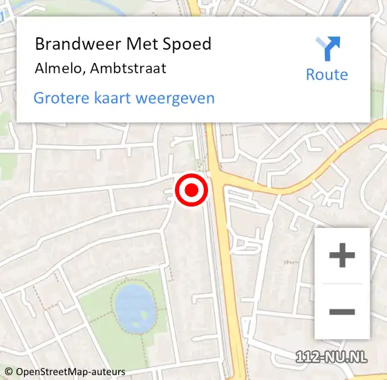 Locatie op kaart van de 112 melding: Brandweer Met Spoed Naar Almelo, Ambtstraat op 19 november 2021 15:39