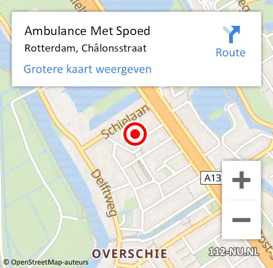 Locatie op kaart van de 112 melding: Ambulance Met Spoed Naar Rotterdam, Châlonsstraat op 19 november 2021 15:45