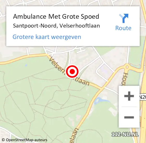 Locatie op kaart van de 112 melding: Ambulance Met Grote Spoed Naar Santpoort-Noord, Velserhooftlaan op 19 november 2021 15:47