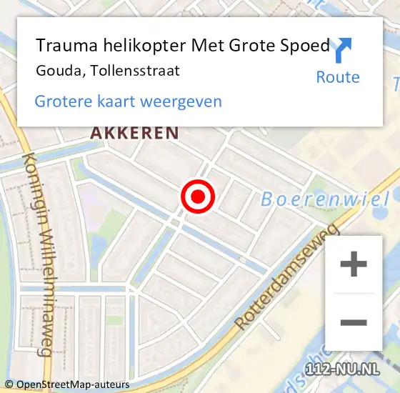 Locatie op kaart van de 112 melding: Trauma helikopter Met Grote Spoed Naar Gouda, Da Costakade op 19 november 2021 15:54