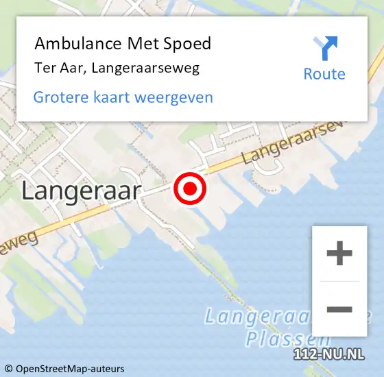 Locatie op kaart van de 112 melding: Ambulance Met Spoed Naar Ter Aar, Langeraarseweg op 29 juni 2014 22:31