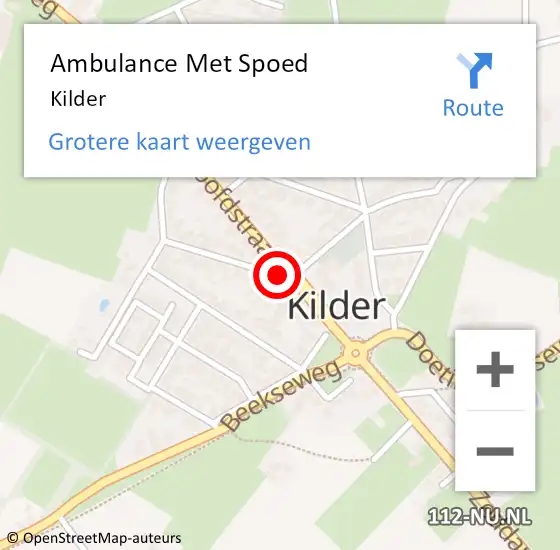 Locatie op kaart van de 112 melding: Ambulance Met Spoed Naar Kilder op 19 november 2021 16:38