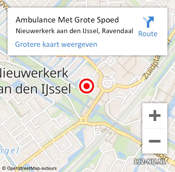 Locatie op kaart van de 112 melding: Ambulance Met Grote Spoed Naar Nieuwerkerk aan den IJssel, Ravendaal op 19 november 2021 16:44