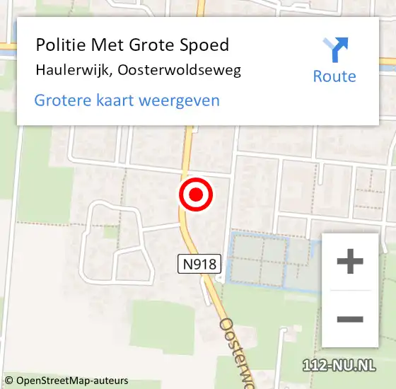 Locatie op kaart van de 112 melding: Politie Met Grote Spoed Naar Haulerwijk, Oosterwoldseweg op 19 november 2021 17:14