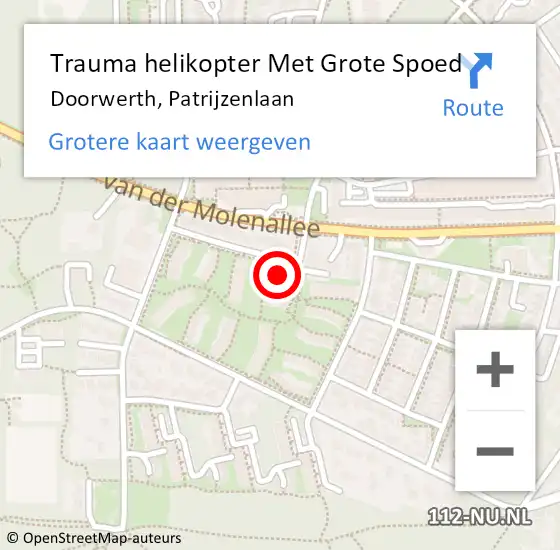 Locatie op kaart van de 112 melding: Trauma helikopter Met Grote Spoed Naar Doorwerth, Patrijzenlaan op 19 november 2021 17:17