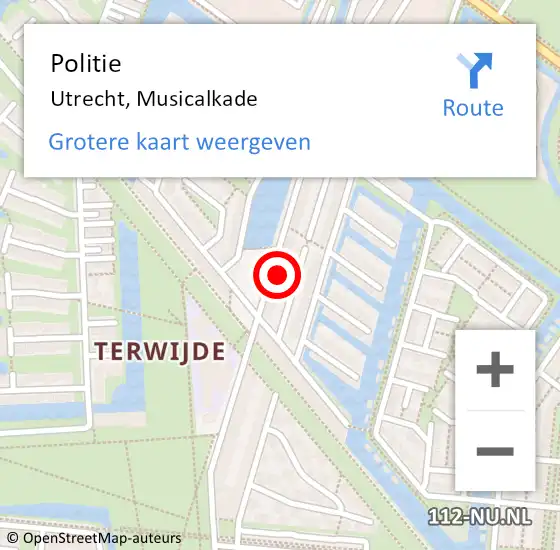 Locatie op kaart van de 112 melding: Politie Utrecht, Musicalkade op 19 november 2021 17:33