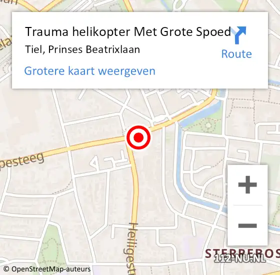 Locatie op kaart van de 112 melding: Trauma helikopter Met Grote Spoed Naar Tiel, Prinses Beatrixlaan op 19 november 2021 17:34