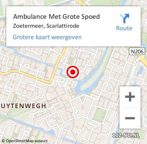 Locatie op kaart van de 112 melding: Ambulance Met Grote Spoed Naar Zoetermeer, Scarlattirode op 19 november 2021 17:39