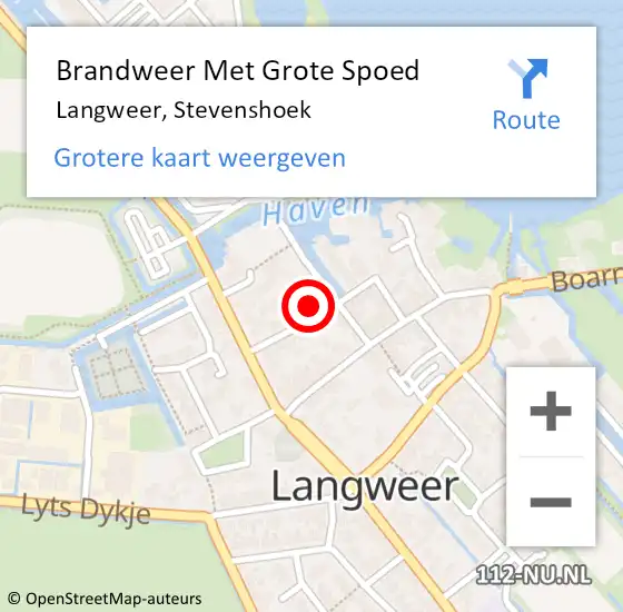 Locatie op kaart van de 112 melding: Brandweer Met Grote Spoed Naar Langweer, Stevenshoek op 19 november 2021 18:01