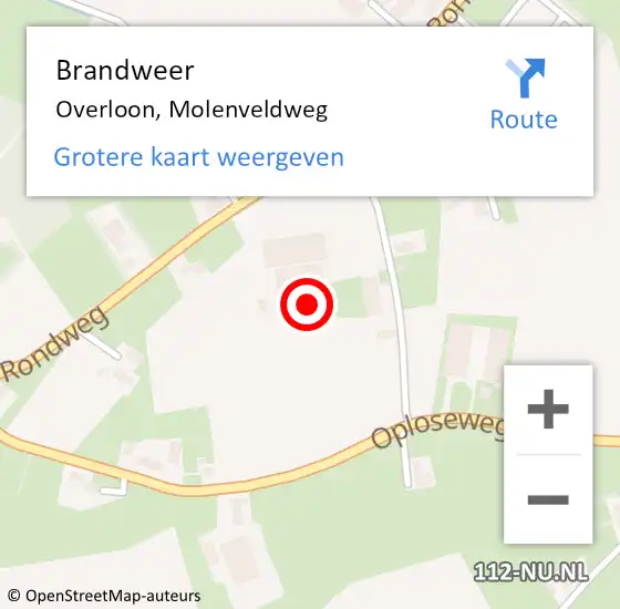 Locatie op kaart van de 112 melding: Brandweer Overloon, Molenveldweg op 6 oktober 2013 18:56