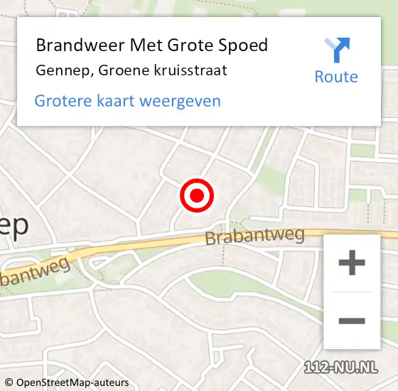 Locatie op kaart van de 112 melding: Brandweer Met Grote Spoed Naar Gennep, Groene kruisstraat op 19 november 2021 18:20