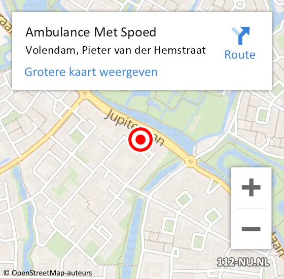 Locatie op kaart van de 112 melding: Ambulance Met Spoed Naar Volendam, Pieter van der Hemstraat op 19 november 2021 19:20