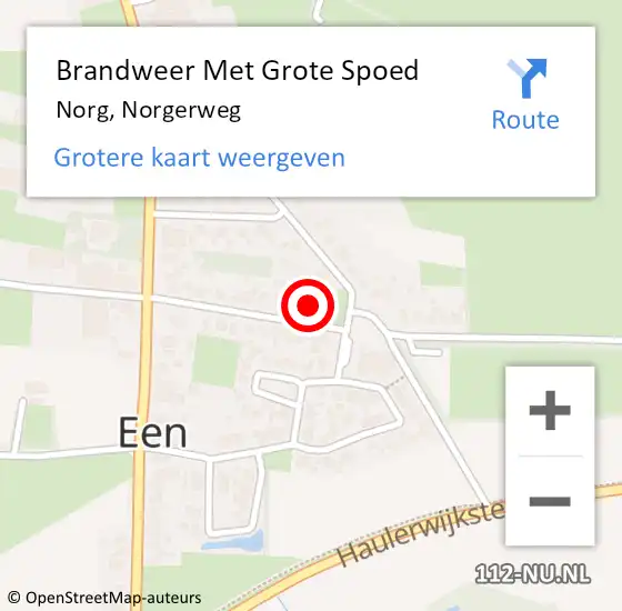 Locatie op kaart van de 112 melding: Brandweer Met Grote Spoed Naar Norg, Norgerweg op 19 november 2021 19:41