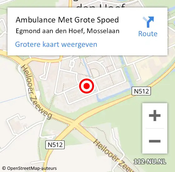 Locatie op kaart van de 112 melding: Ambulance Met Grote Spoed Naar Egmond aan den Hoef, Mosselaan op 19 november 2021 19:46
