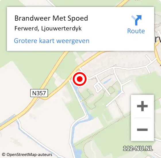 Locatie op kaart van de 112 melding: Brandweer Met Spoed Naar Ferwerd, Ljouwerterdyk op 19 november 2021 19:54