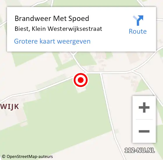 Locatie op kaart van de 112 melding: Brandweer Met Spoed Naar Biest, Klein Westerwijksestraat op 19 november 2021 20:14