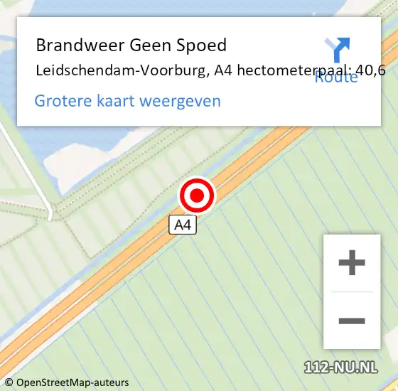Locatie op kaart van de 112 melding: Brandweer Geen Spoed Naar Leidschendam-Voorburg, A4 hectometerpaal: 40,6 op 19 november 2021 20:15