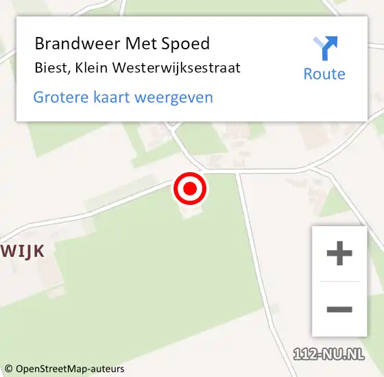 Locatie op kaart van de 112 melding: Brandweer Met Spoed Naar Biest, Klein Westerwijksestraat op 19 november 2021 20:15