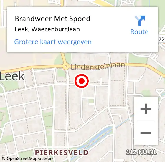 Locatie op kaart van de 112 melding: Brandweer Met Spoed Naar Leek, Waezenburglaan op 19 november 2021 21:00