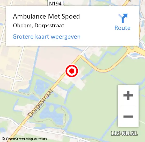 Locatie op kaart van de 112 melding: Ambulance Met Spoed Naar Obdam, Dorpsstraat op 19 november 2021 21:01