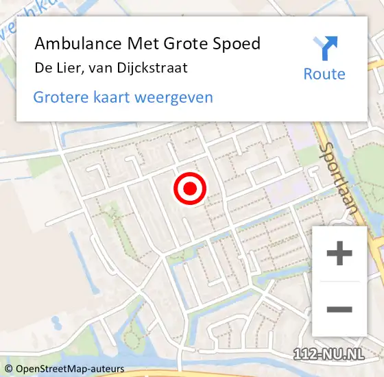 Locatie op kaart van de 112 melding: Ambulance Met Grote Spoed Naar De Lier, van Dijckstraat op 19 november 2021 21:02