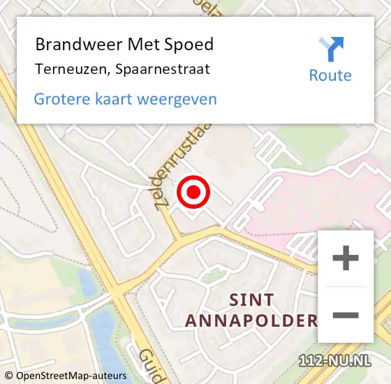 Locatie op kaart van de 112 melding: Brandweer Met Spoed Naar Terneuzen, Spaarnestraat op 19 november 2021 21:34