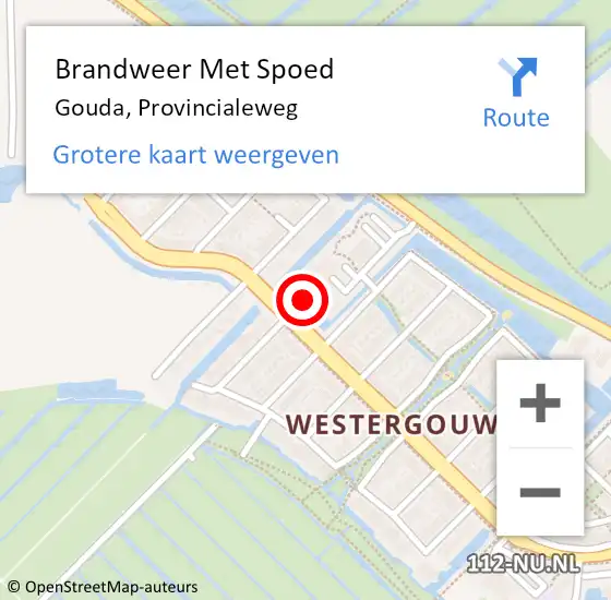 Locatie op kaart van de 112 melding: Brandweer Met Spoed Naar Gouda, Provincialeweg op 19 november 2021 21:39