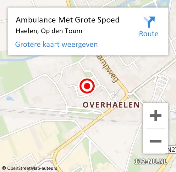 Locatie op kaart van de 112 melding: Ambulance Met Grote Spoed Naar Haelen, Op den Toum op 19 november 2021 21:42