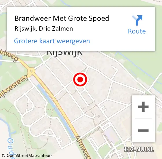 Locatie op kaart van de 112 melding: Brandweer Met Grote Spoed Naar Rijswijk, Drie Zalmen op 19 november 2021 21:52