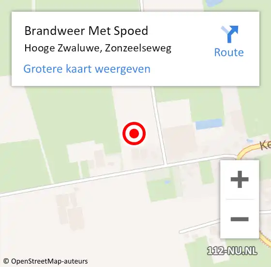 Locatie op kaart van de 112 melding: Brandweer Met Spoed Naar Hooge Zwaluwe, Zonzeelseweg op 19 november 2021 21:59