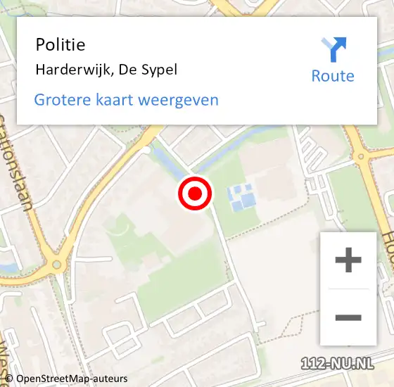 Locatie op kaart van de 112 melding: Politie Harderwijk, De Sypel op 19 november 2021 22:07