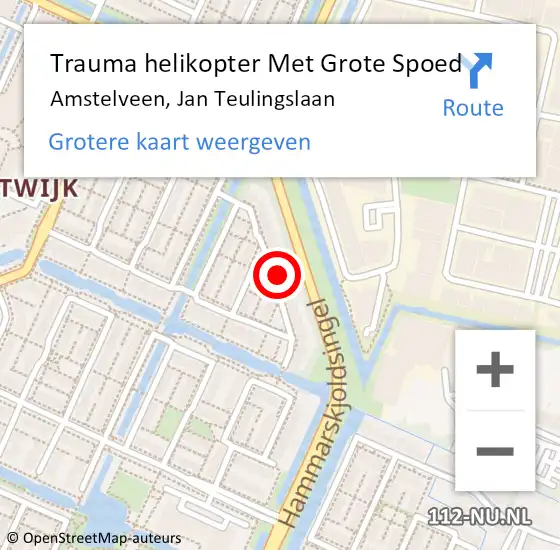 Locatie op kaart van de 112 melding: Trauma helikopter Met Grote Spoed Naar Amstelveen, Jan Teulingslaan op 19 november 2021 22:12