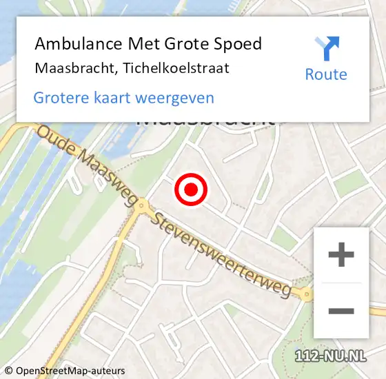 Locatie op kaart van de 112 melding: Ambulance Met Grote Spoed Naar Maasbracht, Tichelkoelstraat op 29 juni 2014 23:20