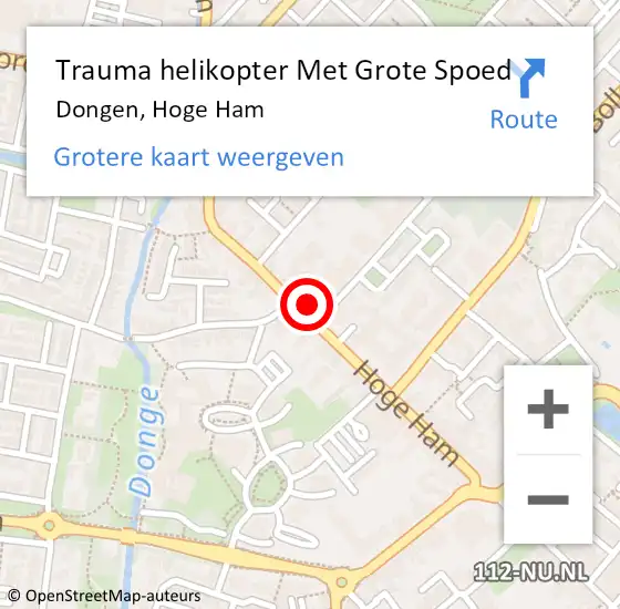 Locatie op kaart van de 112 melding: Trauma helikopter Met Grote Spoed Naar Dongen, Hoge Ham op 19 november 2021 22:41