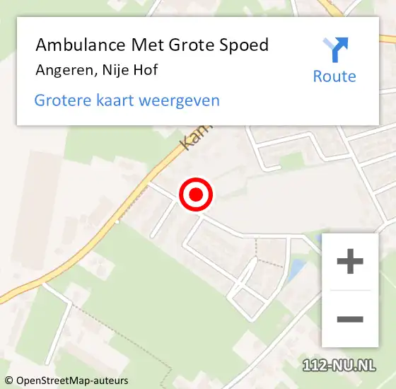 Locatie op kaart van de 112 melding: Ambulance Met Grote Spoed Naar Angeren, Nije Hof op 19 november 2021 22:48