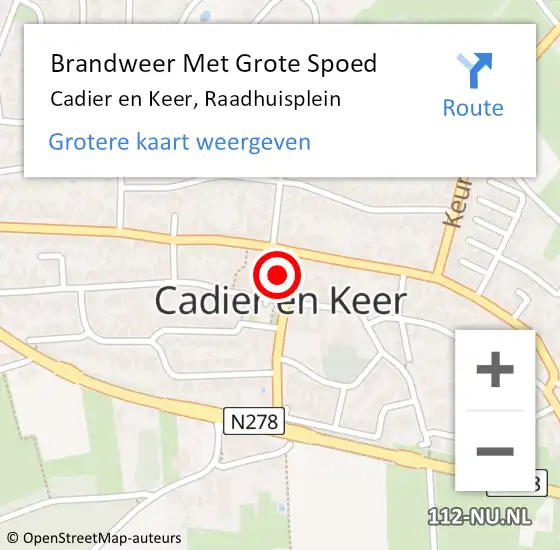 Locatie op kaart van de 112 melding: Brandweer Met Grote Spoed Naar Cadier en Keer, Raadhuisplein op 19 november 2021 23:10