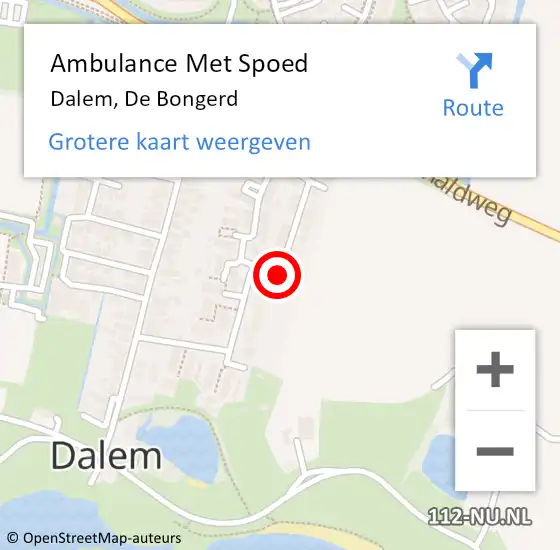 Locatie op kaart van de 112 melding: Ambulance Met Spoed Naar Dalem, De Bongerd op 19 november 2021 23:22