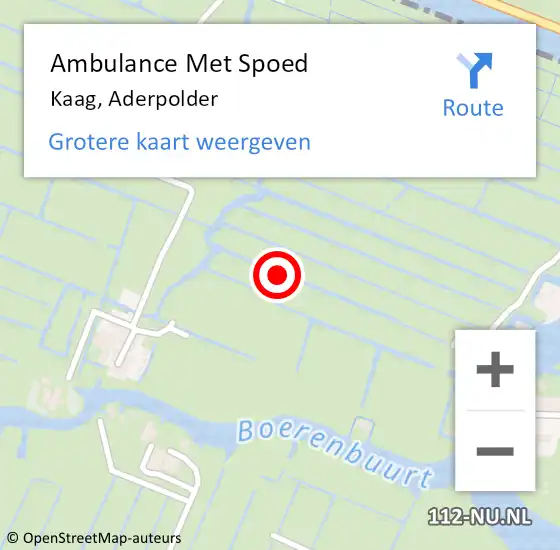 Locatie op kaart van de 112 melding: Ambulance Met Spoed Naar Kaag, Aderpolder op 19 november 2021 23:24