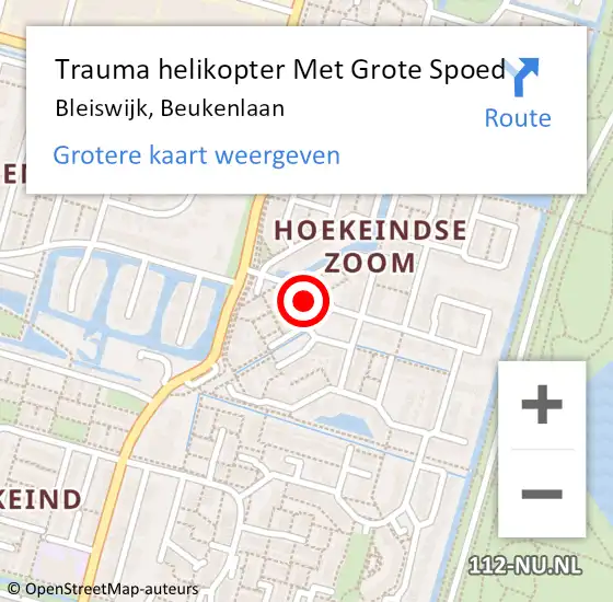 Locatie op kaart van de 112 melding: Trauma helikopter Met Grote Spoed Naar Bleiswijk, Beukenlaan op 19 november 2021 23:25