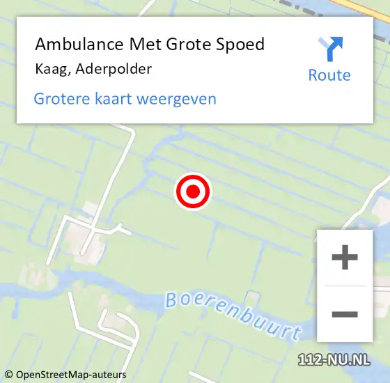 Locatie op kaart van de 112 melding: Ambulance Met Grote Spoed Naar Kaag, Aderpolder op 19 november 2021 23:26